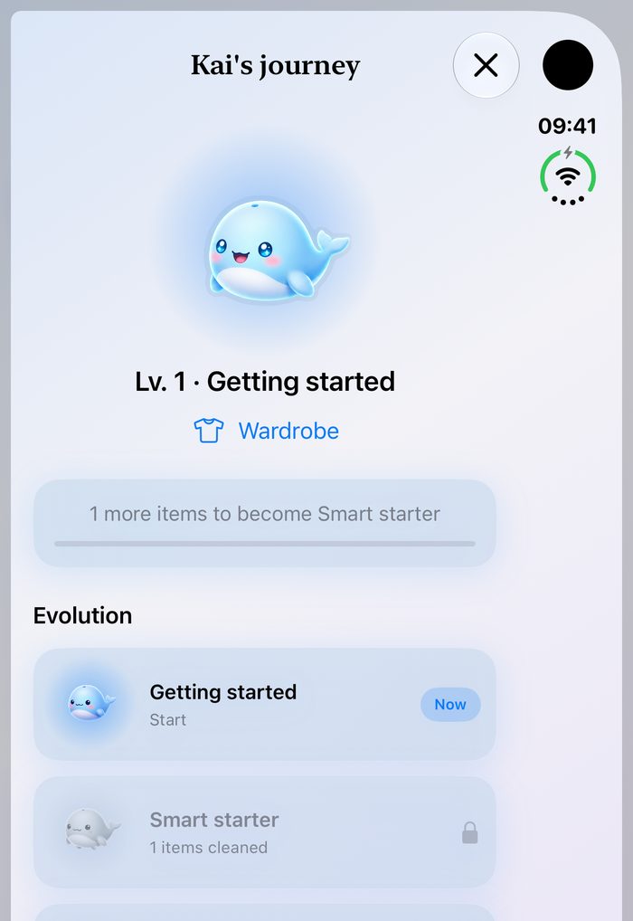 Kai's journey: levels and evolution