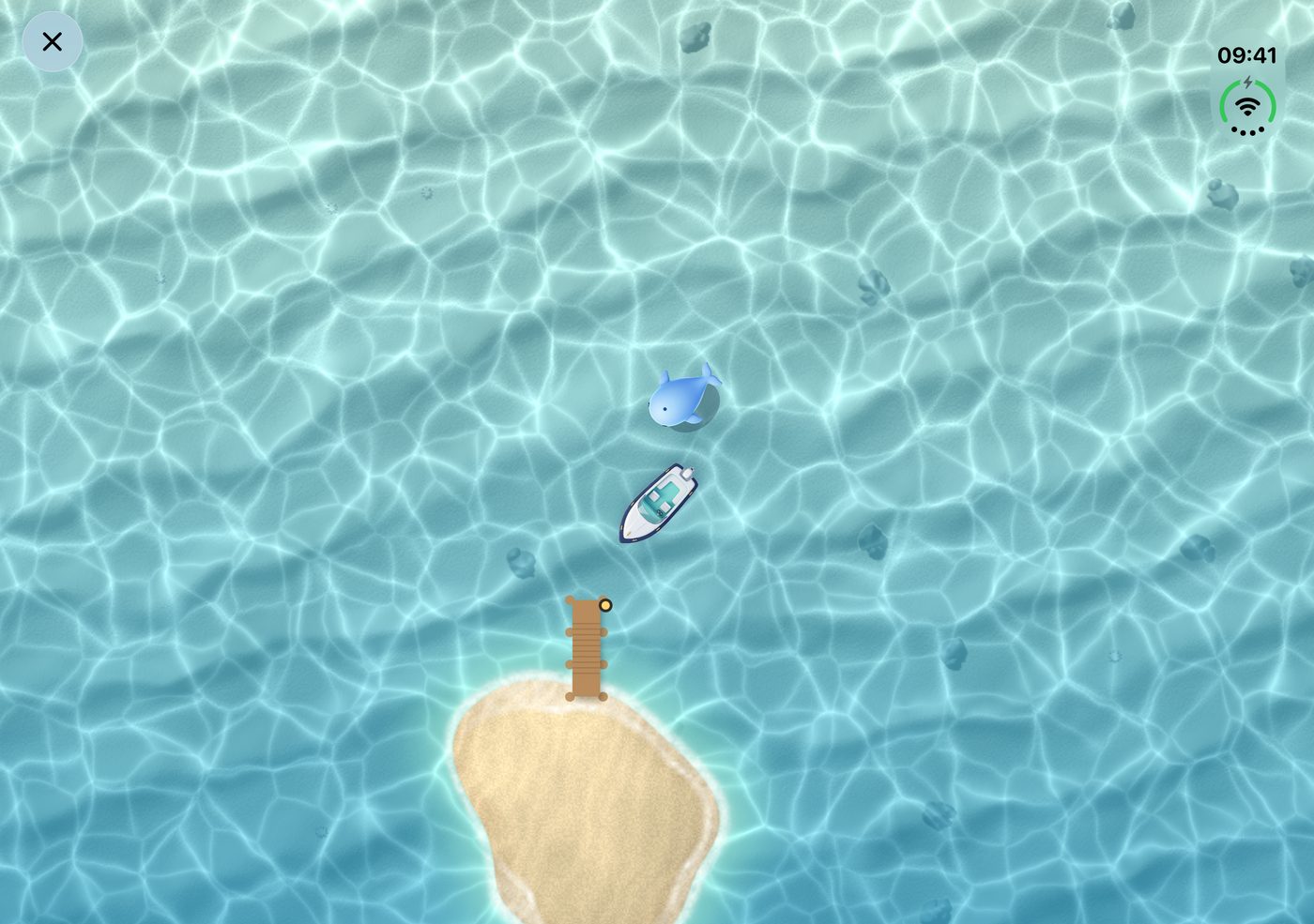 The open sea on the unfolded screen