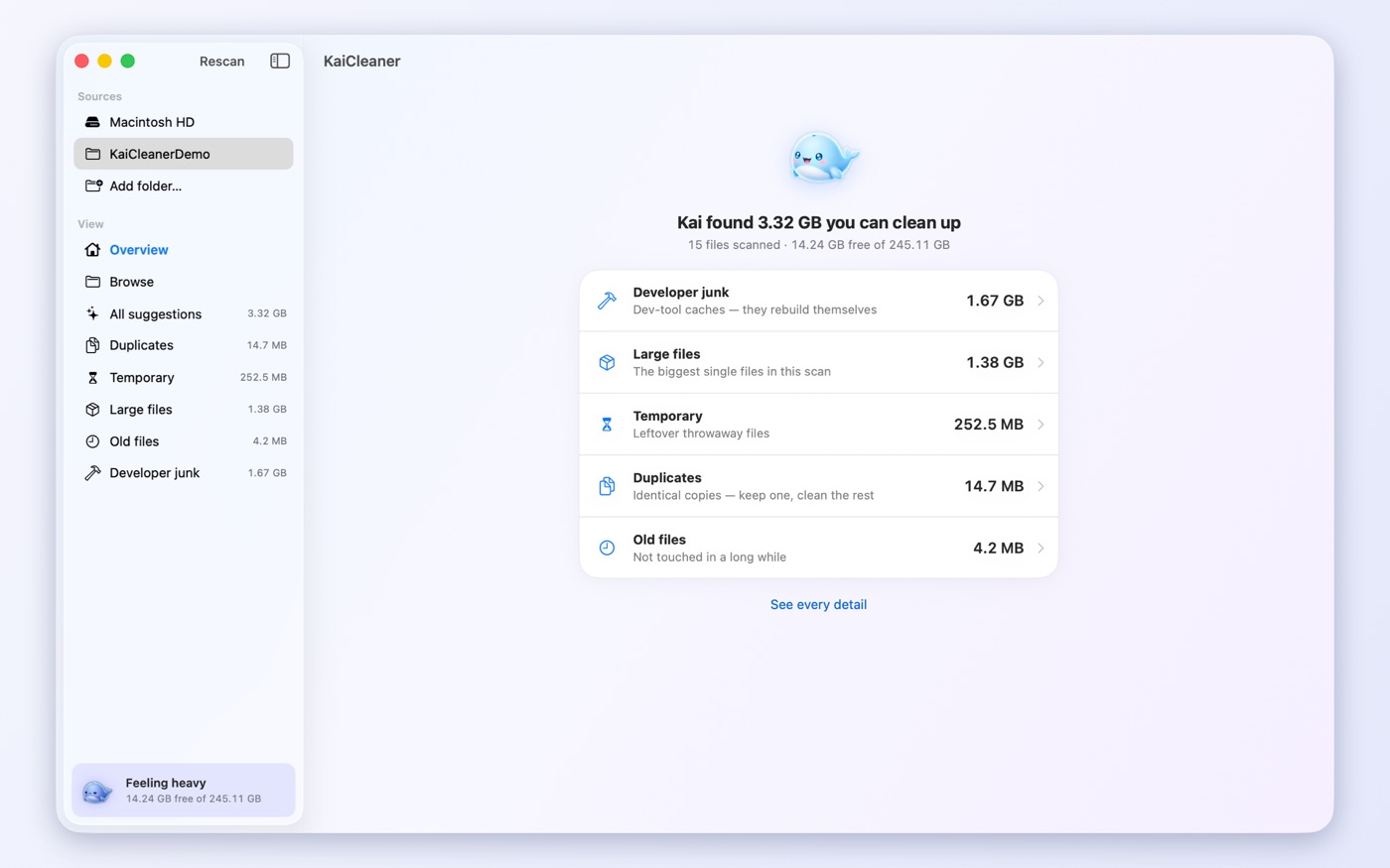 KaiCleaner Mac overview